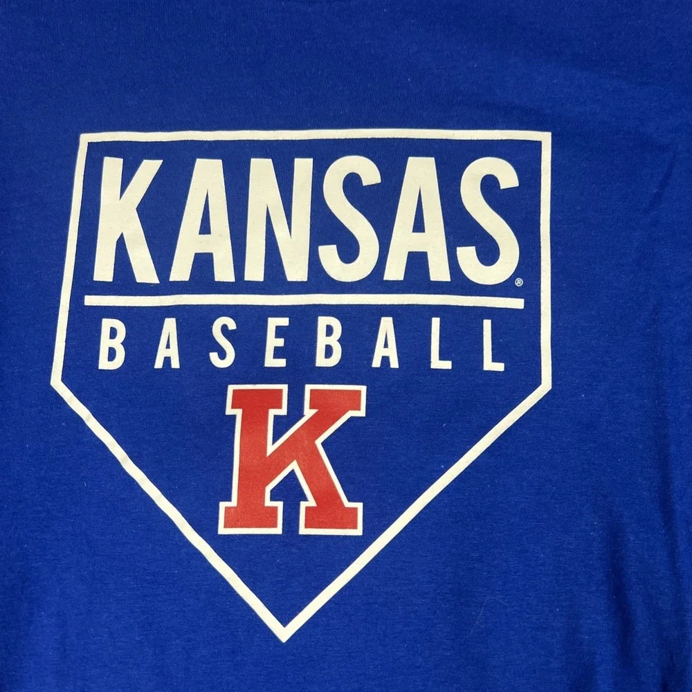 Adidas Kansas Jayhawks Baseball Amplifier Tee Mens Medium Royal‎ Blue Shirt NEW